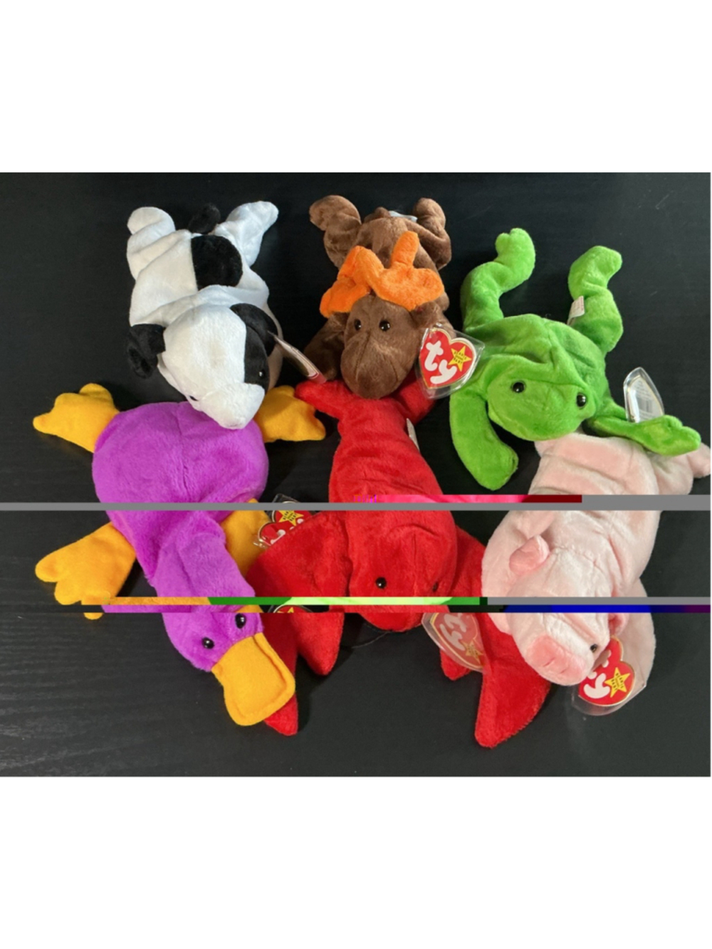 Vintage Ty Beanie Babies Lot of 6- Original 1993 Spot Dog Pinchers Squealer Legs